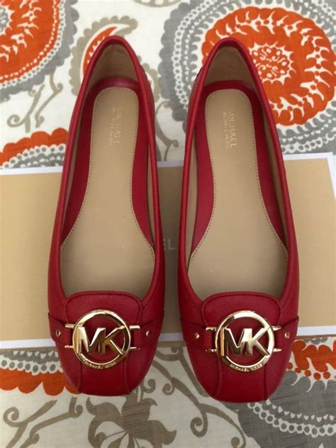 michael kors red bottom shoes|Michael Kors red flat shoes.